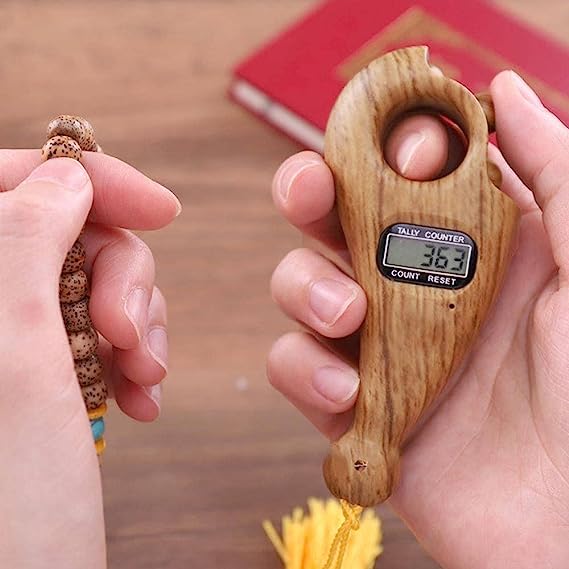 Digital Counter With Qibla Compass And Rotating Prayer Beads Portable Finger Tasbeeh Japa